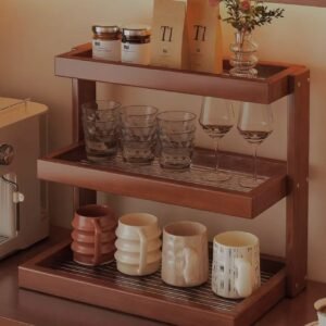 Kitchen Storage Baskets-Solid wood storage rack