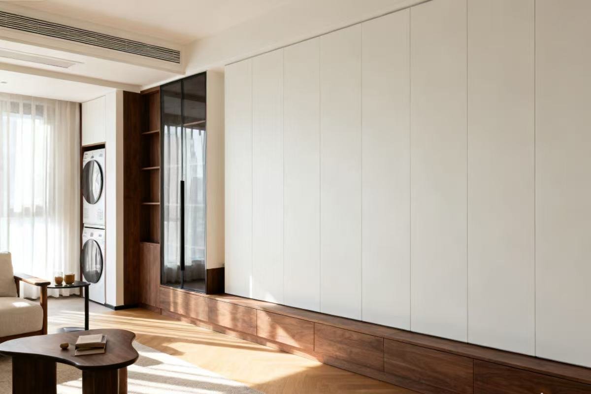 Family relaxing in living room with personalized custom furniture designed to fit the space perfectly