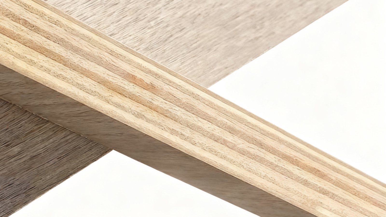 Close-up of plywood edge showing layered structure and finish quality