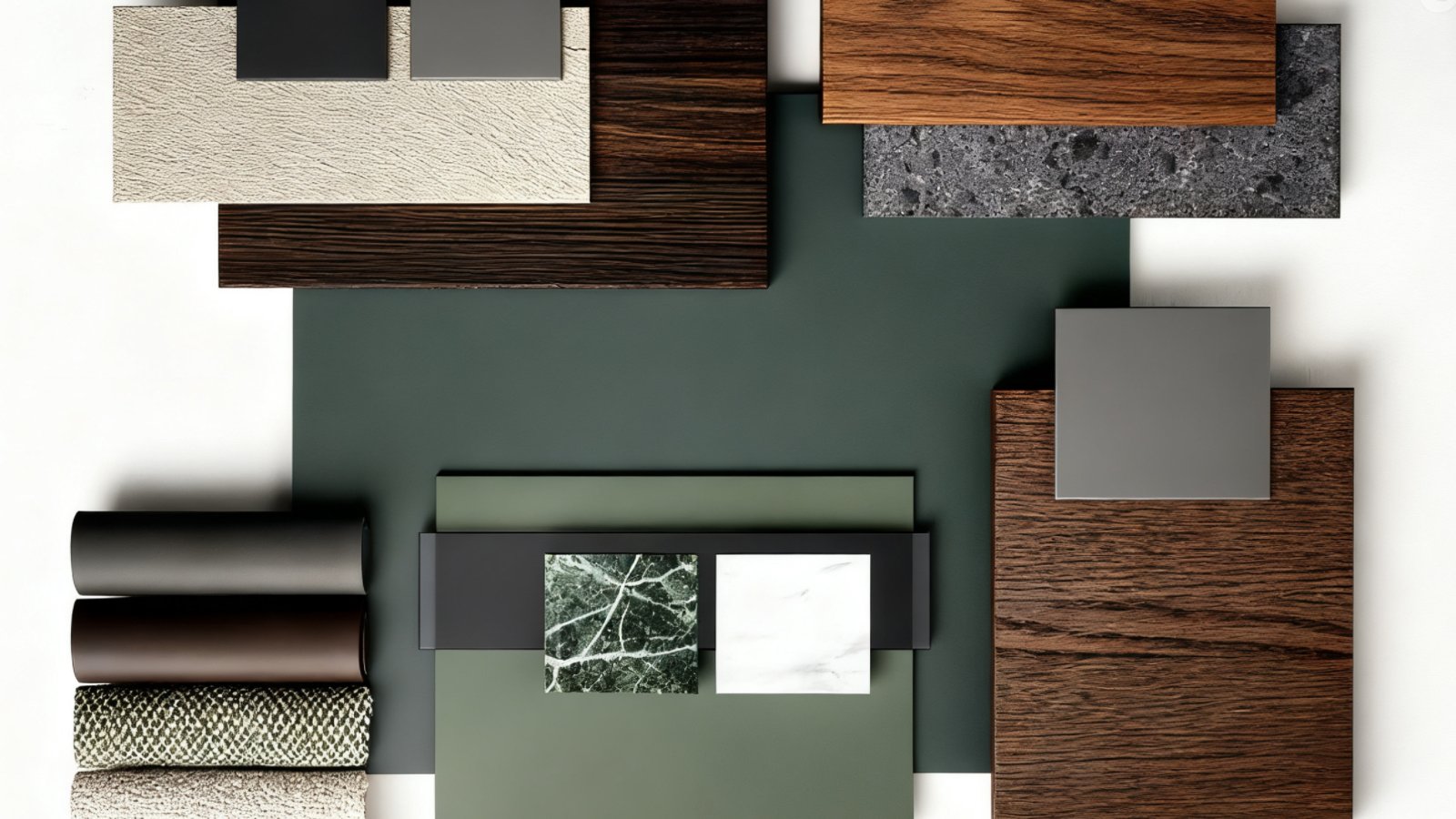 Interior palette board showing trending 2026 colors such as sage green and warm beige