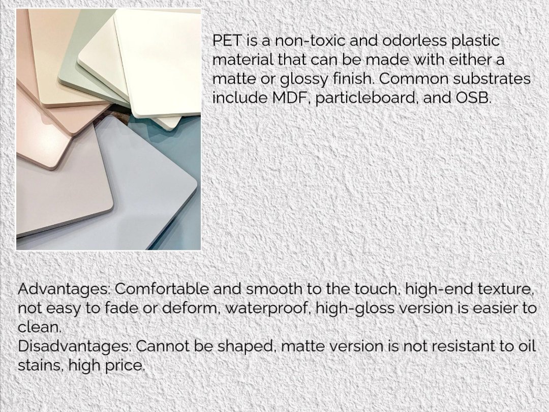 PET cabinet door panel material