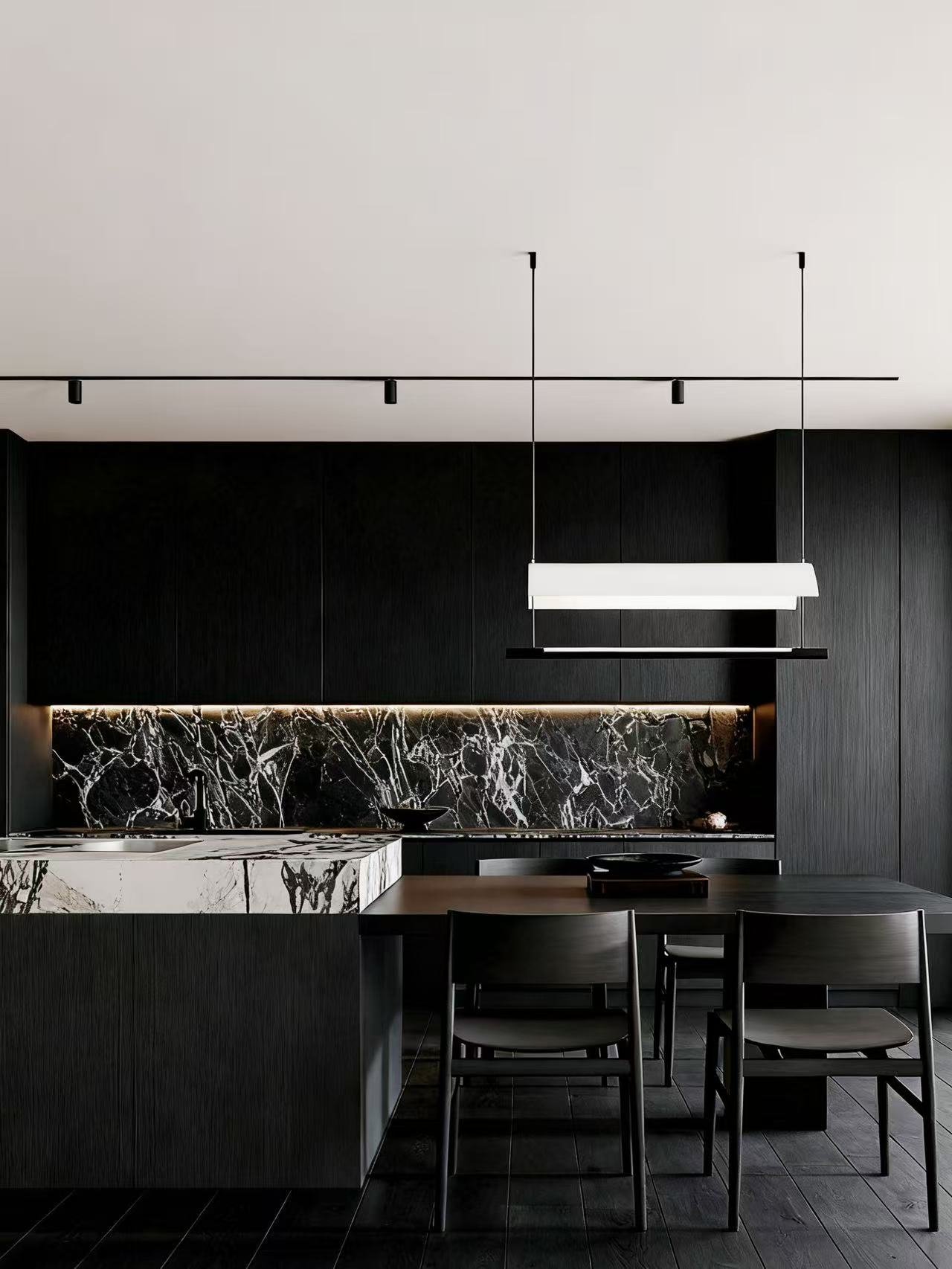 modern custom kitchen cabinets with handleless design and warm earth tone finishes