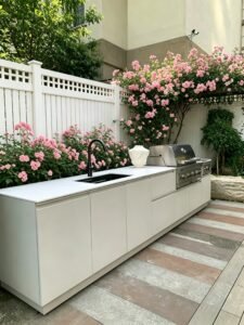 Stainless steel outdoor kitchen cabinets installation project
