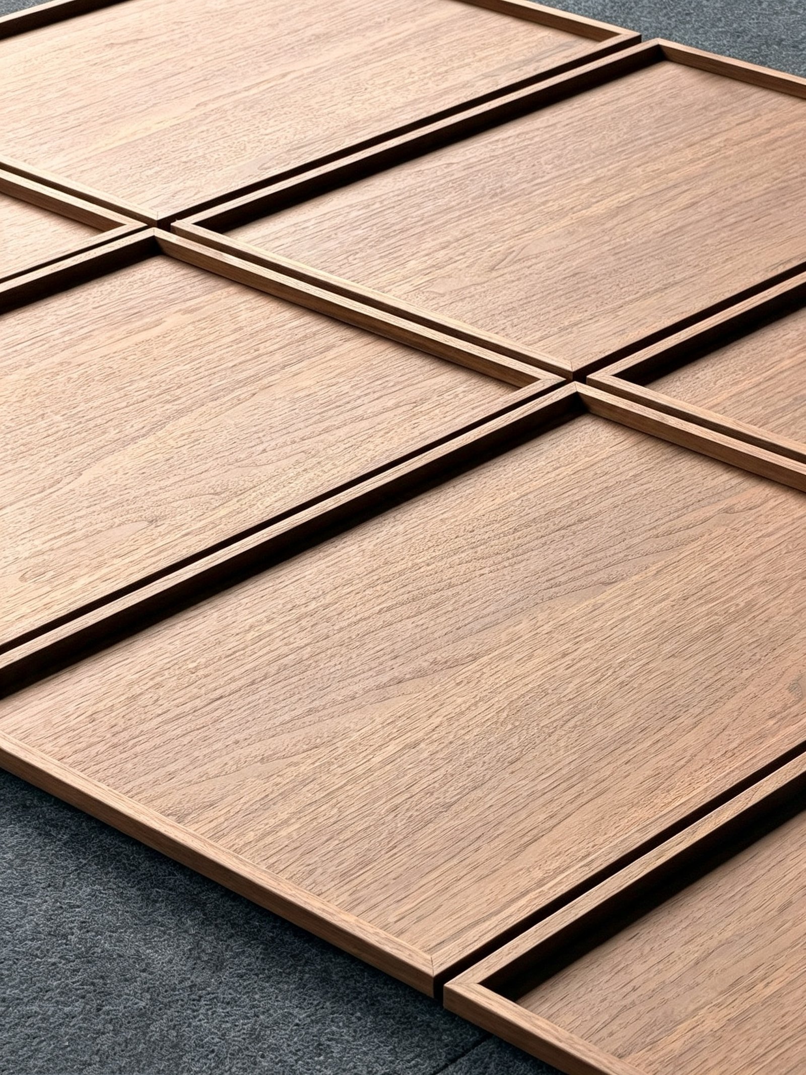 Walnut veneer framed cabinet door samples made in the workshop